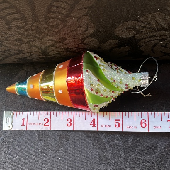 Blown Glass Ornament Swirl Ice Cream Cone - Picture 5 of 6